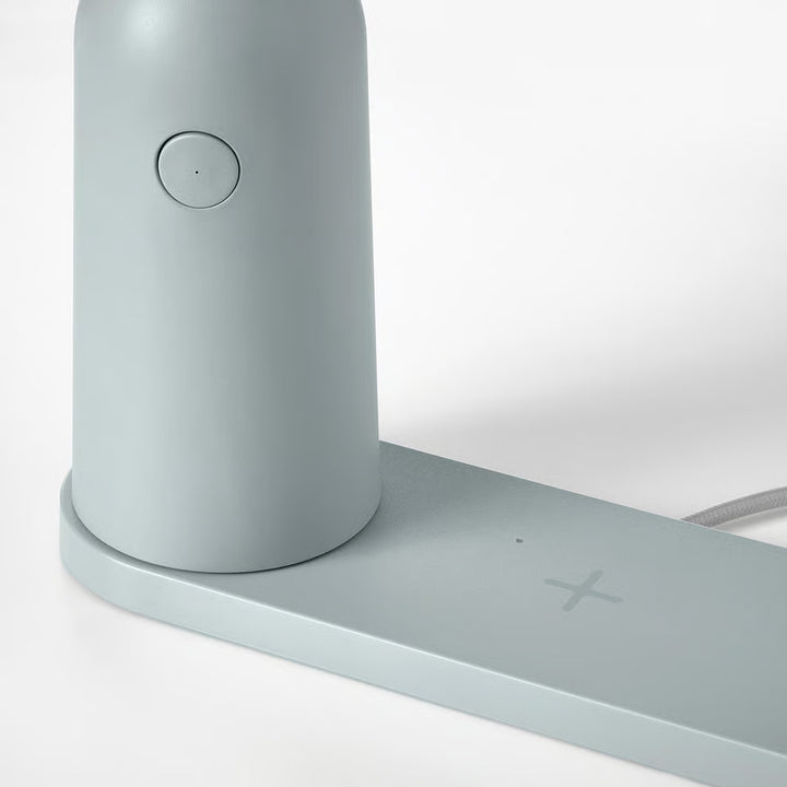 IKEA BETTORP LED mobile lamp w wireless charging, dimmable light gray-blue