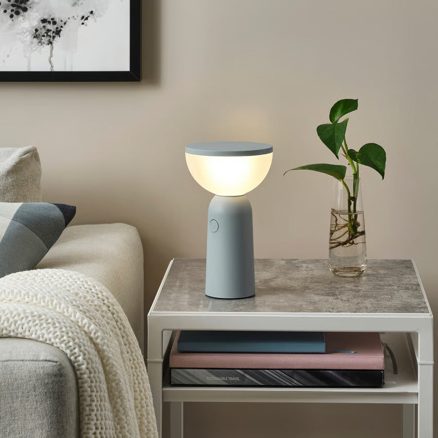 IKEA BETTORP LED mobile lamp w wireless charging, dimmable light gray-blue