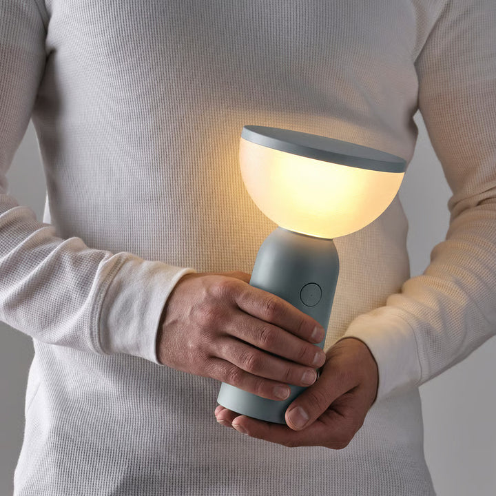 IKEA BETTORP LED mobile lamp w wireless charging, dimmable light gray-blue