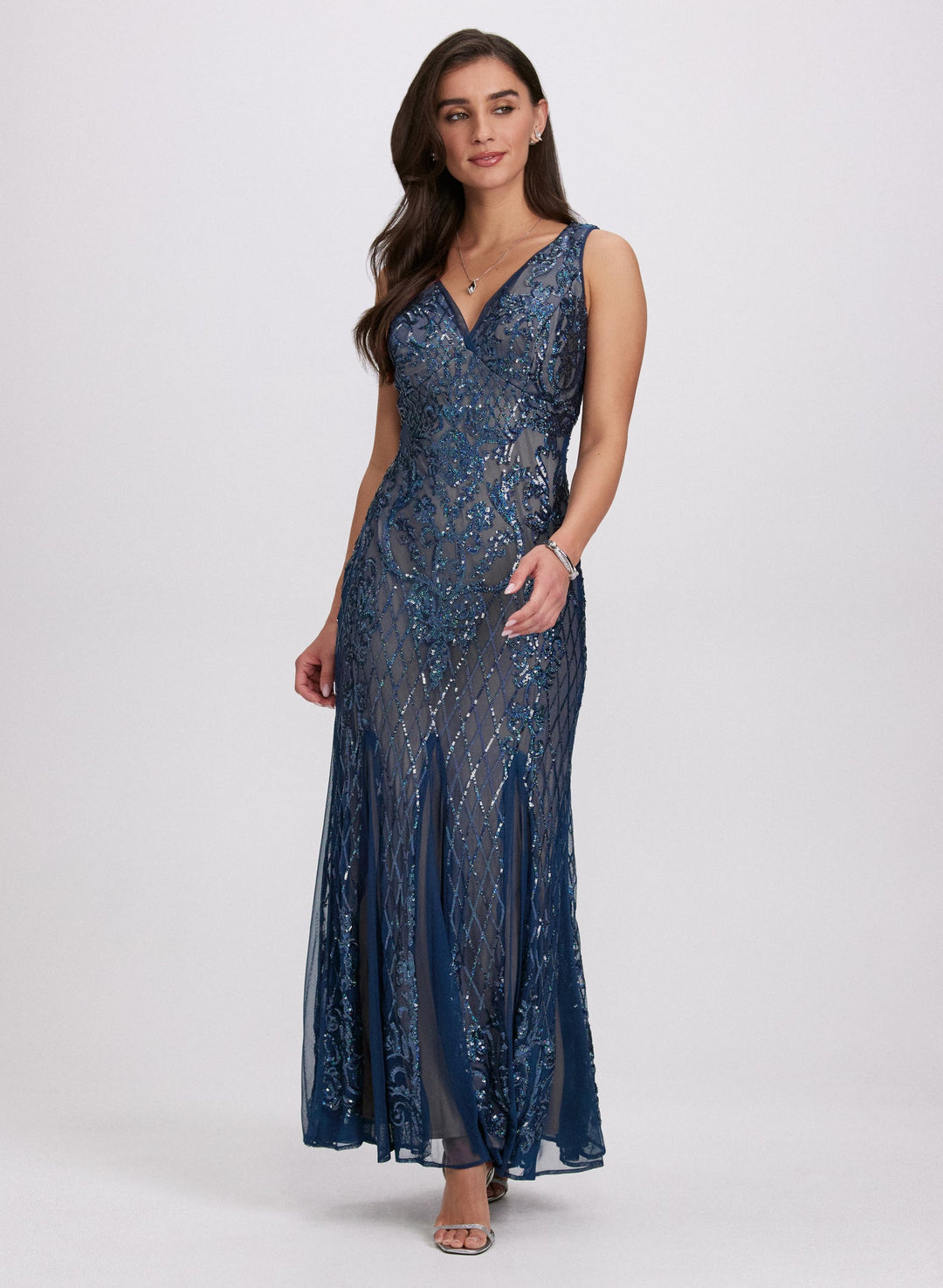 LAURA Sequin Embellished Mesh Dress
