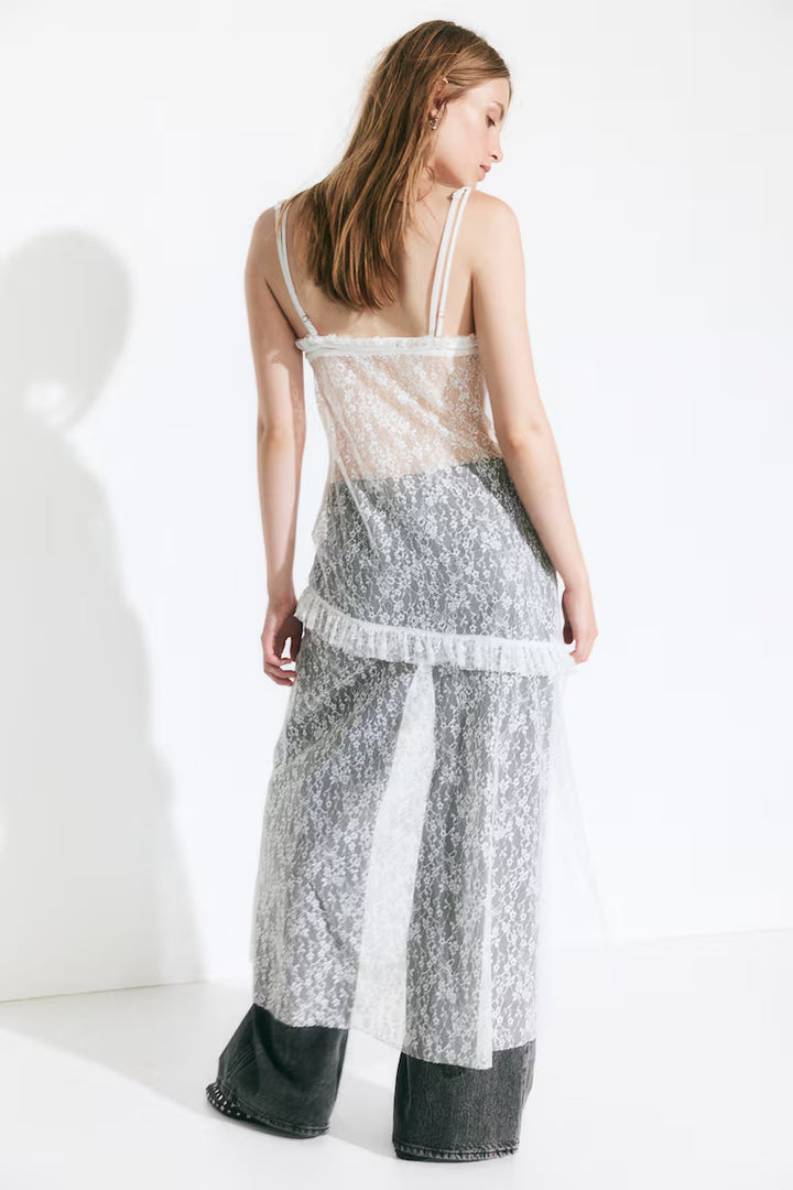 H&M Ruffle-trimmed Lace Dress