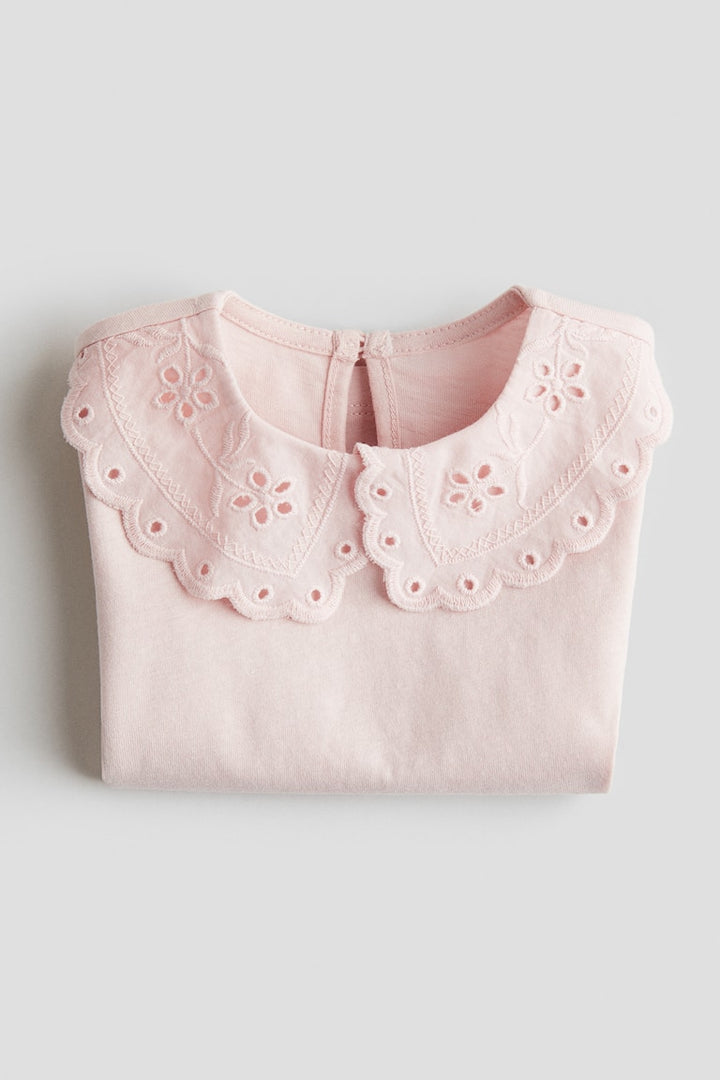 H&M Top with Eyelet-Embroidered Collar