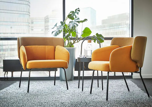 IKEA BINGSTA Armchair, Vissle dark yellow/Kabusa dark yellow