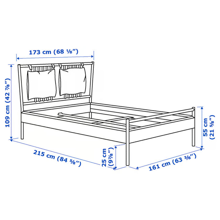 IKEA BJÖRKSNÄS Bed frame, birch/birch veneer/Luröy, Queen