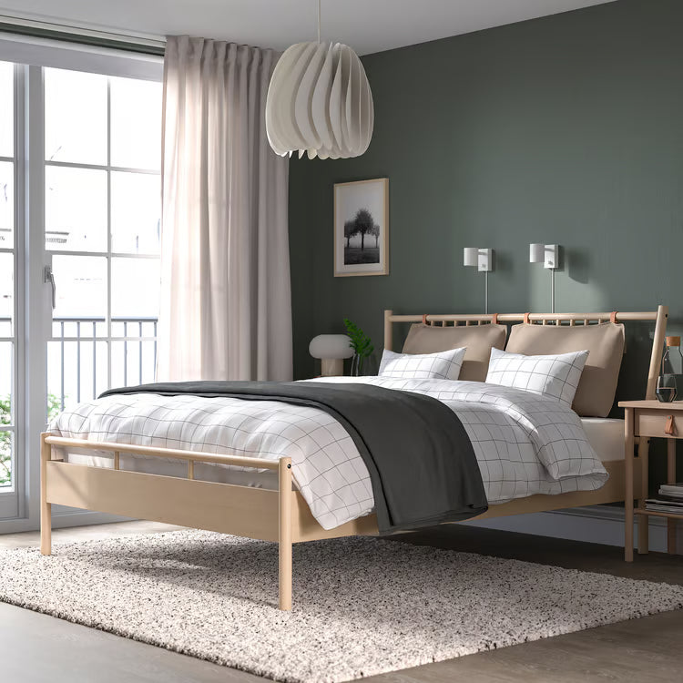 IKEA BJÖRKSNÄS Bed frame, birch/birch veneer/Luröy, Queen