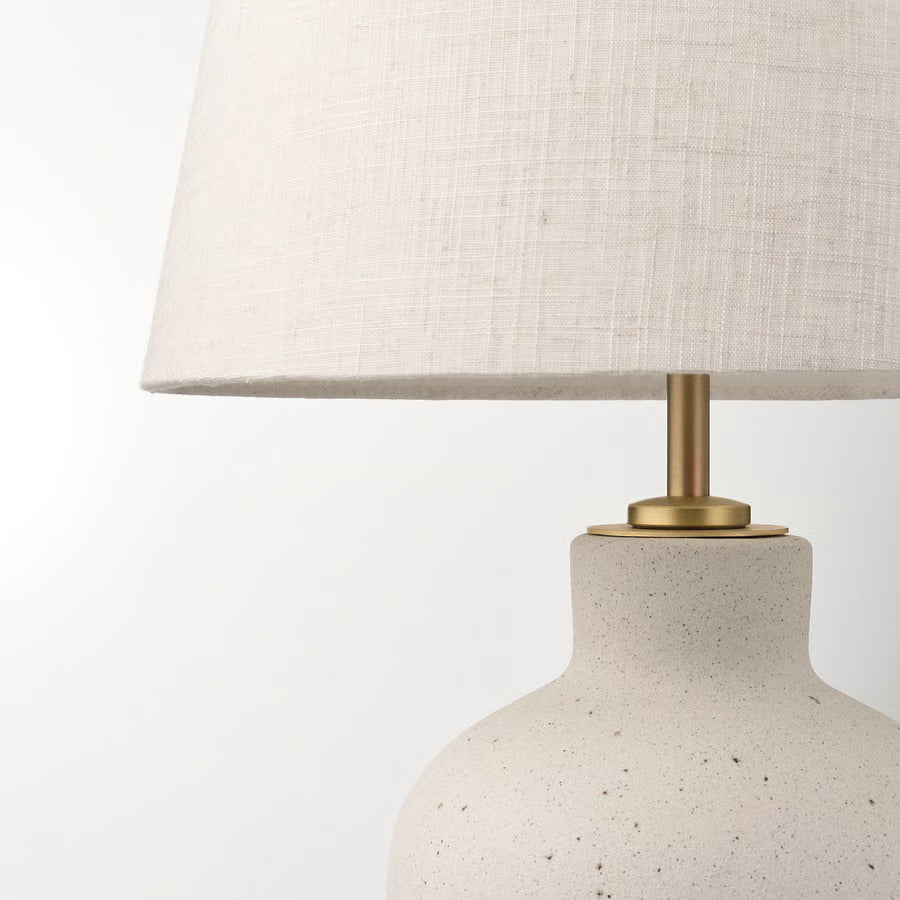 IKEA BLIDVÄDER Table lamp, off-white ceramic/beige, 20 "