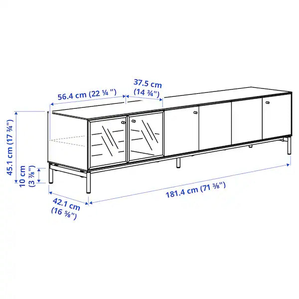 IKEA BOASTAD TV storage combination, black/oak veneer, 87 3/4x16 5/8x72 7/8 "