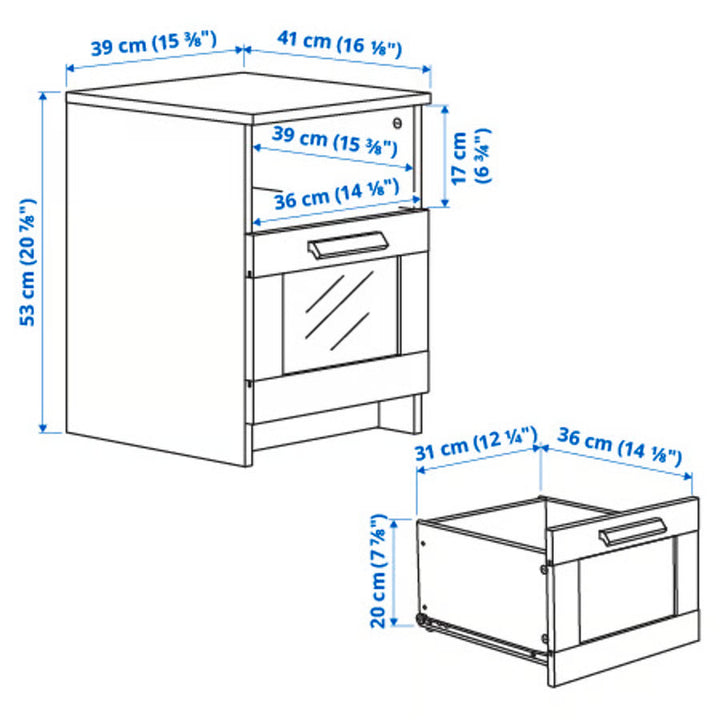 IKEA BRIMNES Nightstand, black, 15 3/8x16 1/8 "