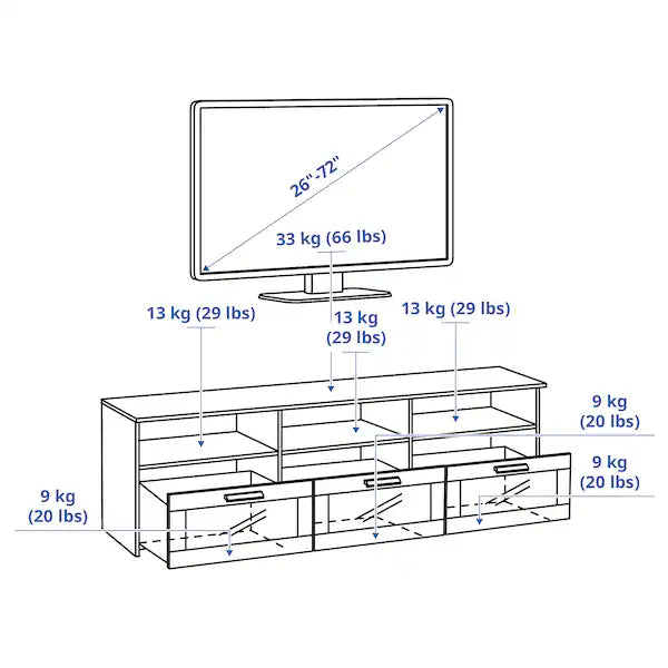 IKEA BRIMNES TV unit, white, 70 7/8x16 1/8x20 7/8 "
