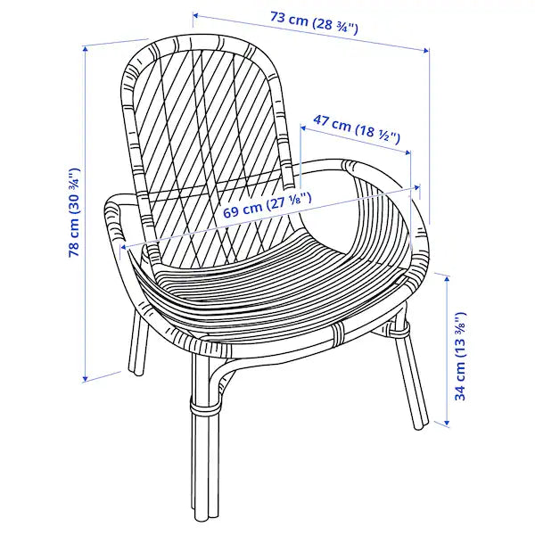 IKEA BROBOCK / BJÖRKTRAST Chair with cushion, rattan white/black