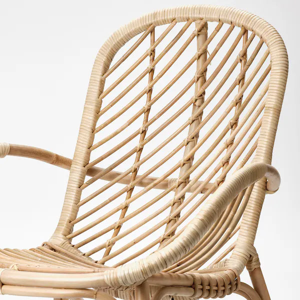 IKEA BROBOCK / BJÖRKTRAST Chair with cushion, rattan white/black