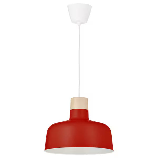 IKEA BUNKEFLO Pendant lamp, white/birch, 14 "
