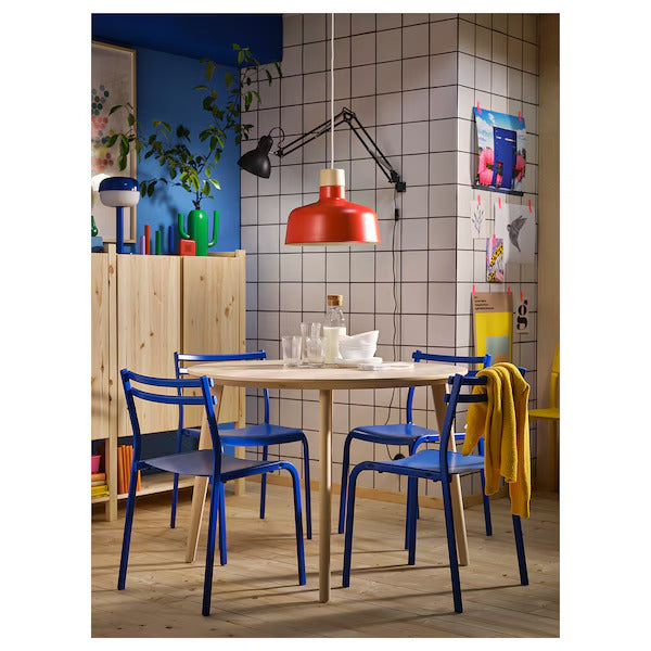 IKEA BUNKEFLO Pendant lamp, white/birch, 14 "