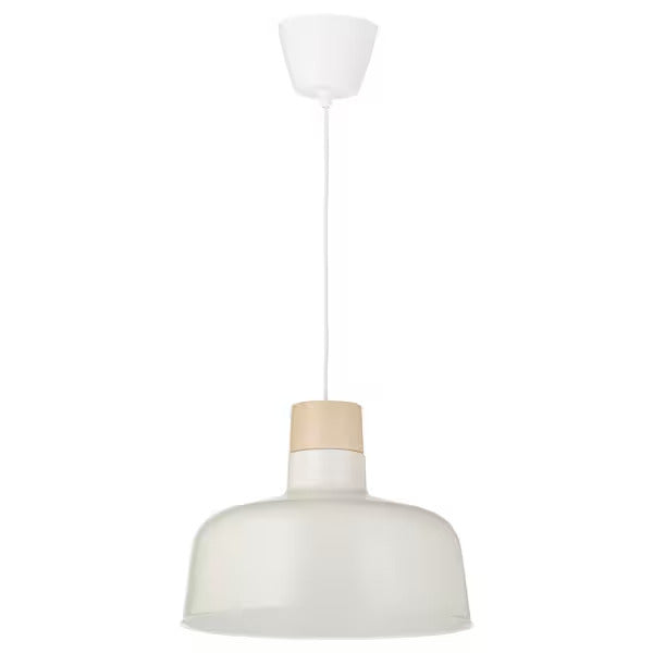 IKEA BUNKEFLO Pendant lamp, white/birch, 14 "