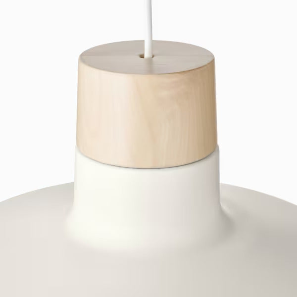 IKEA BUNKEFLO Pendant lamp, white/birch, 14 "