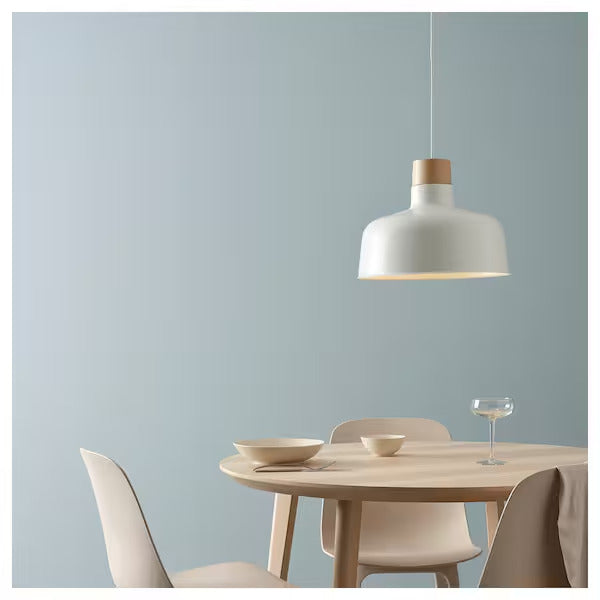 IKEA BUNKEFLO Pendant lamp, white/birch, 14 "