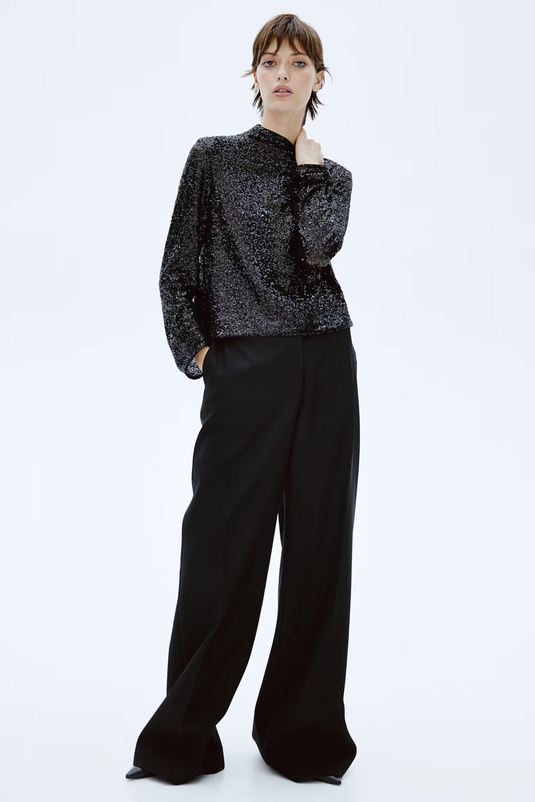 H&M Sequined Mock Turtleneck Top