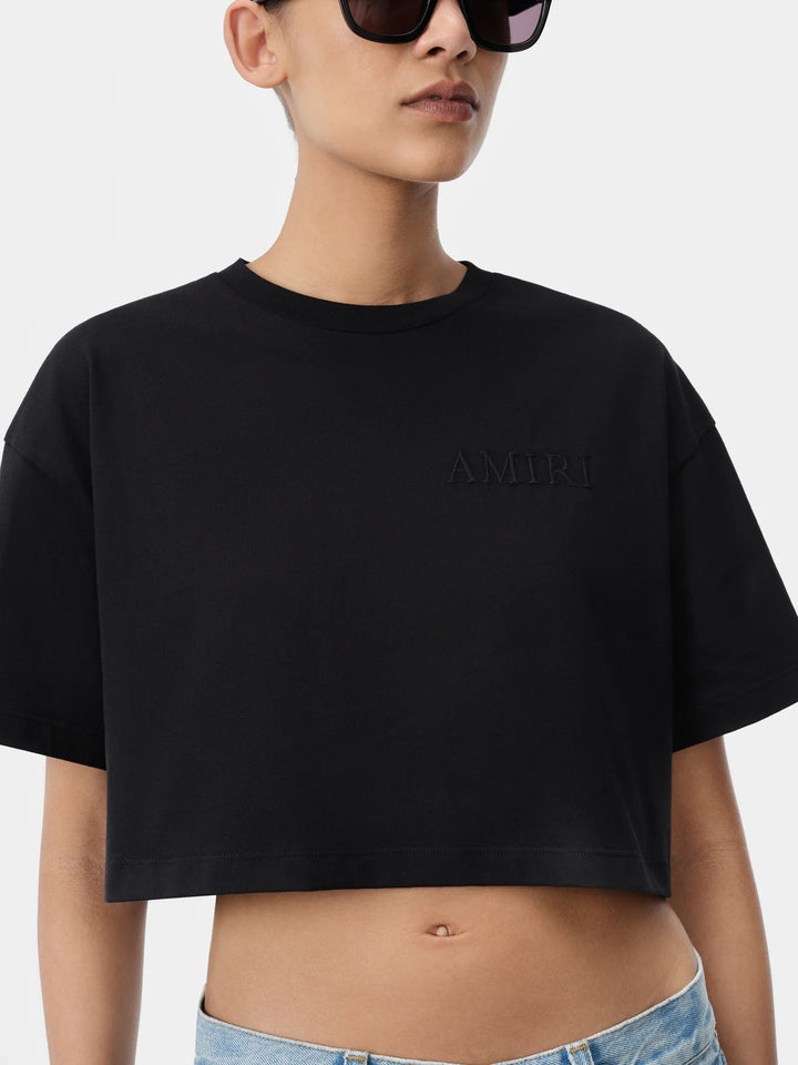 AMIRI WOMEN'S AMIRI EMBROIDERED CROPPED TEE