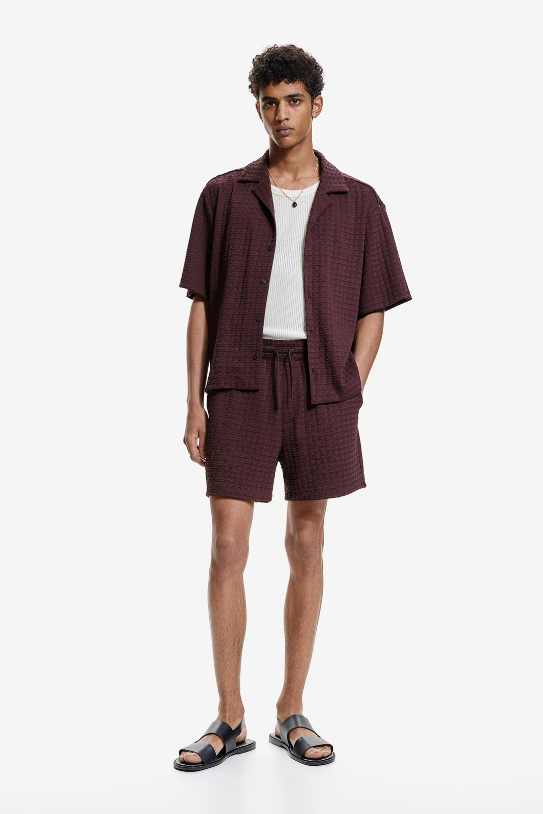H&M Regular Fit Textured Sweatshorts
