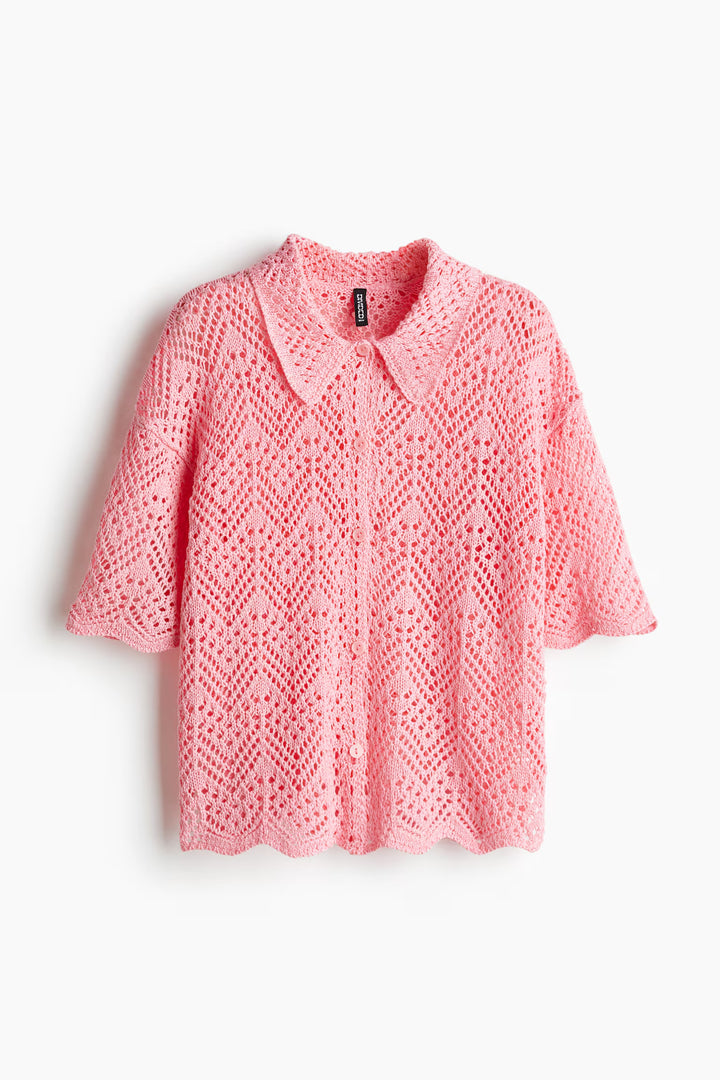 H&M Short-Sleeved Pointelle-Knit Shirt