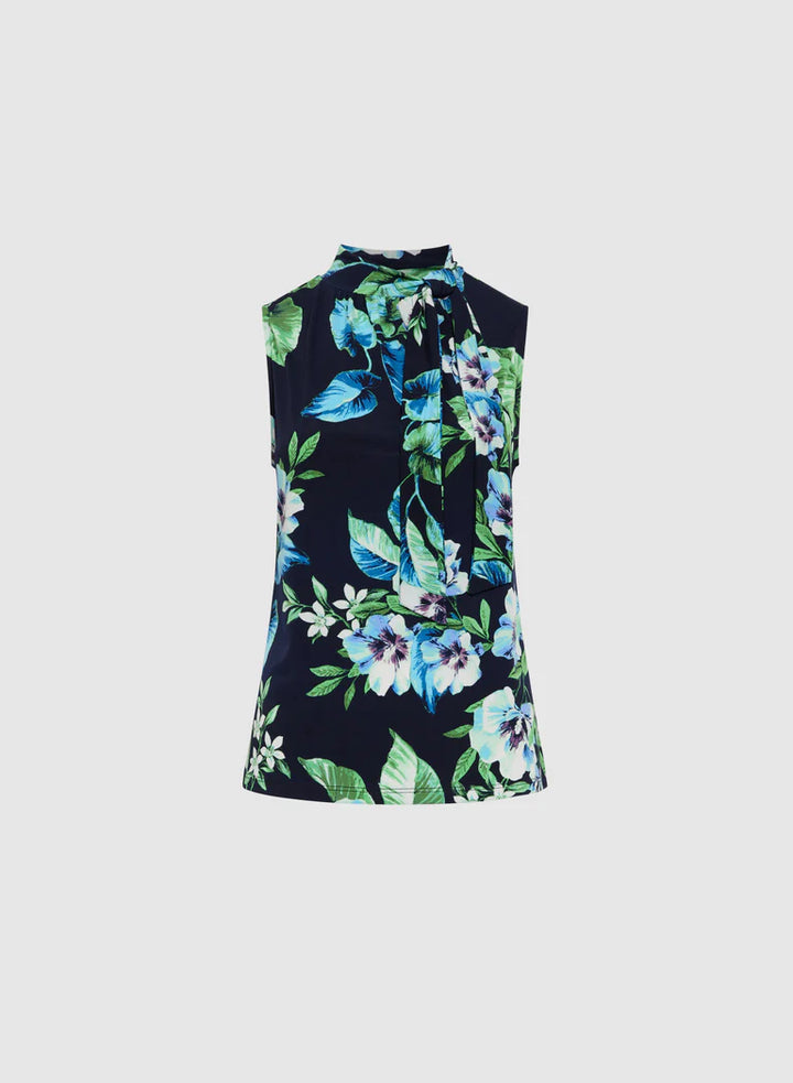 LAURA High Neck Self-Tie Floral Top