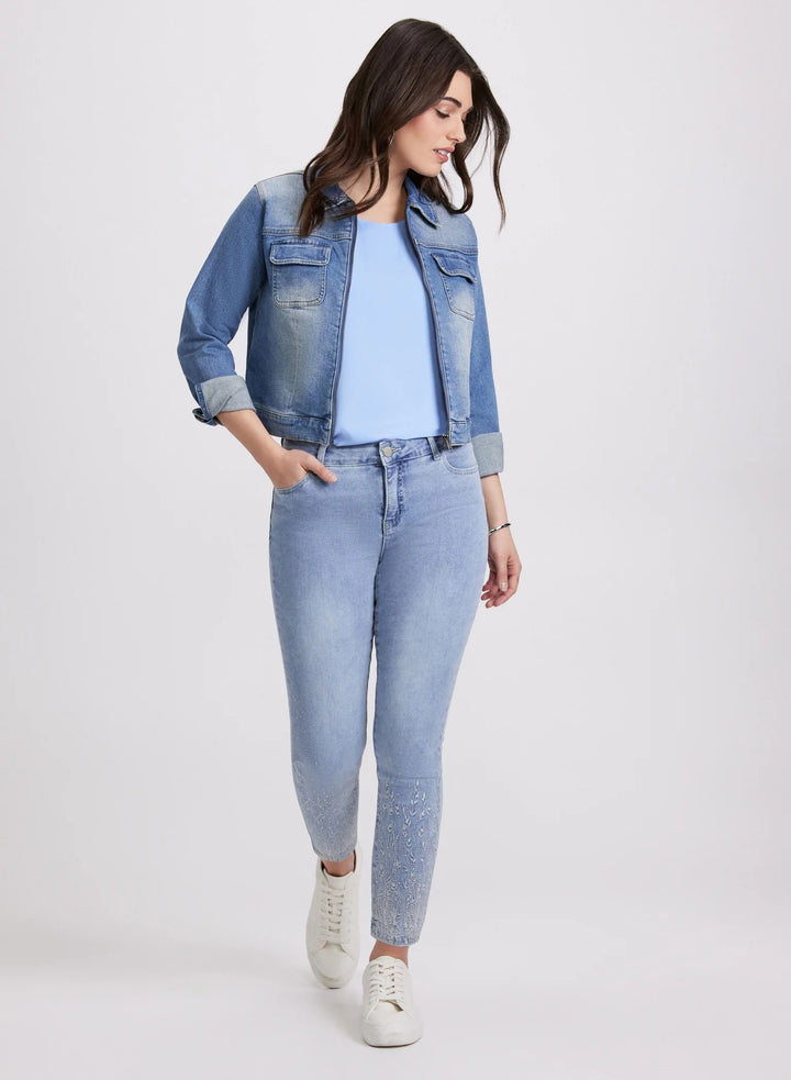 LAURA Zip-Front Denim Jacket