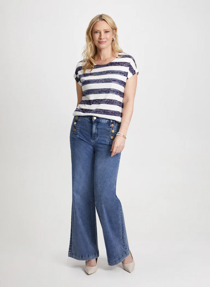 LAURA Striped Short Sleeve Top