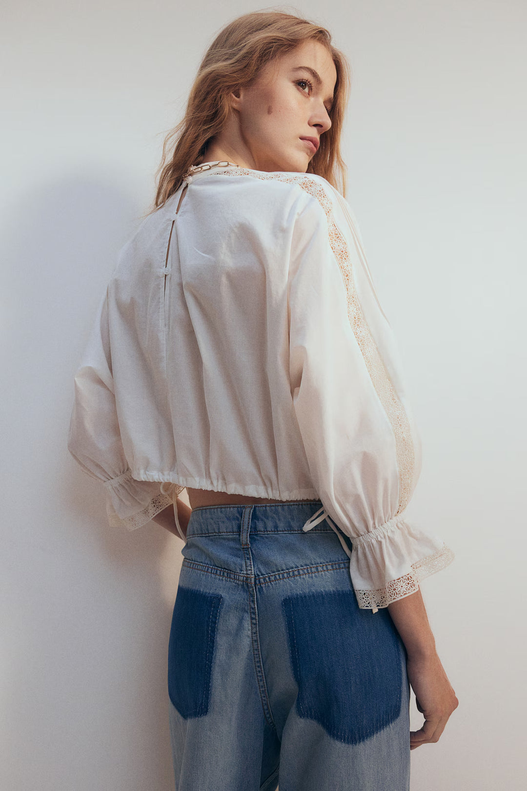 H&M Lace-Inset Cotton Blouse