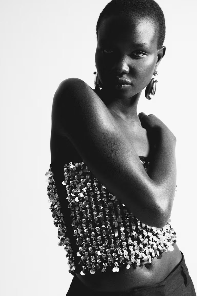 H&M EMBELLISHED TUBE TOP