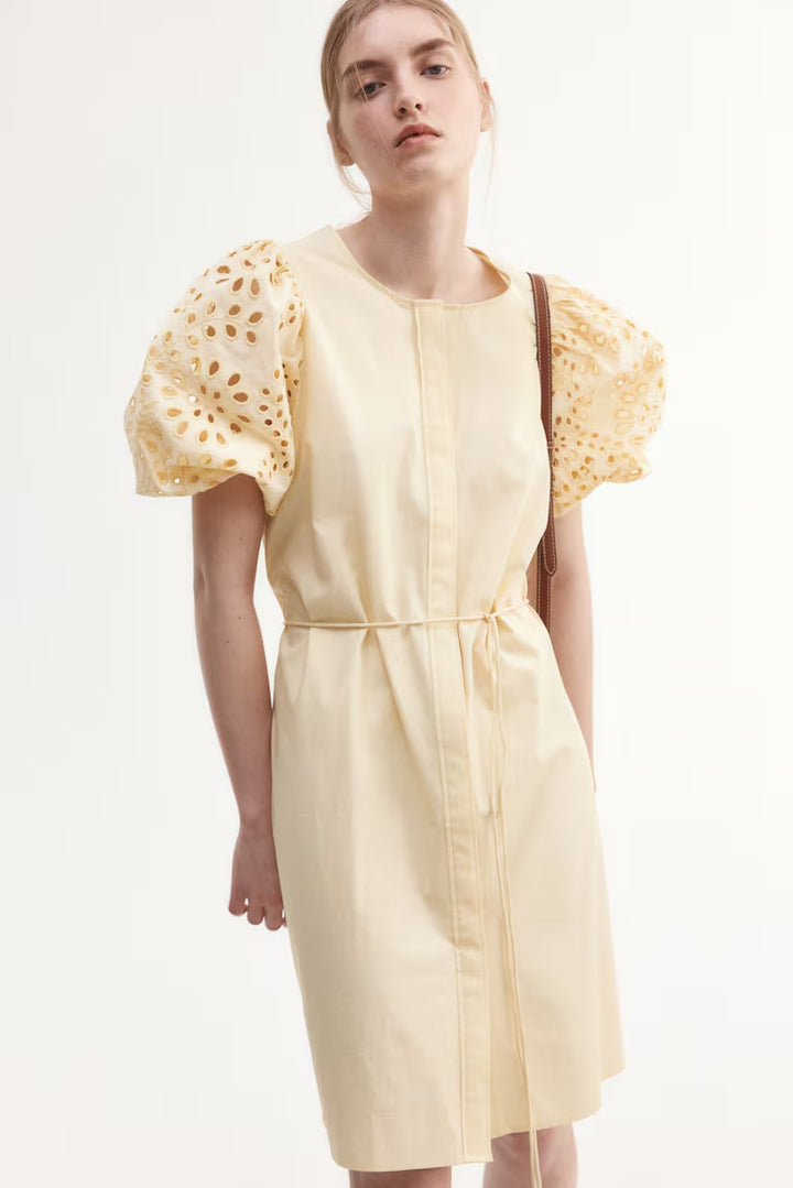 H&M Dress with Eyelet-Embroidered Sleeves