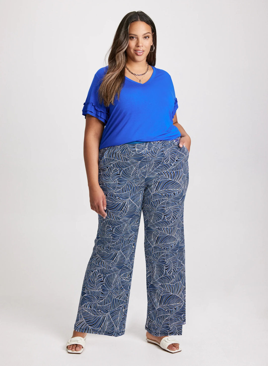 LAURA Leaf Print Pull-On Pants