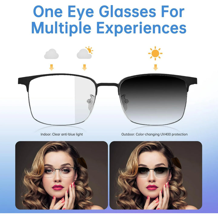 Wiher Smart Glasses with AI Translation, Bluetooth Audio Sunglasses with Photochromic Lenses, Voice Assistant, Real-Time Translation, Supports 144+ Languages, Great for Business, Travel Silver