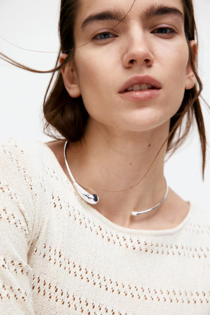 H&M Lacing-Detail Hole-Knit Dress