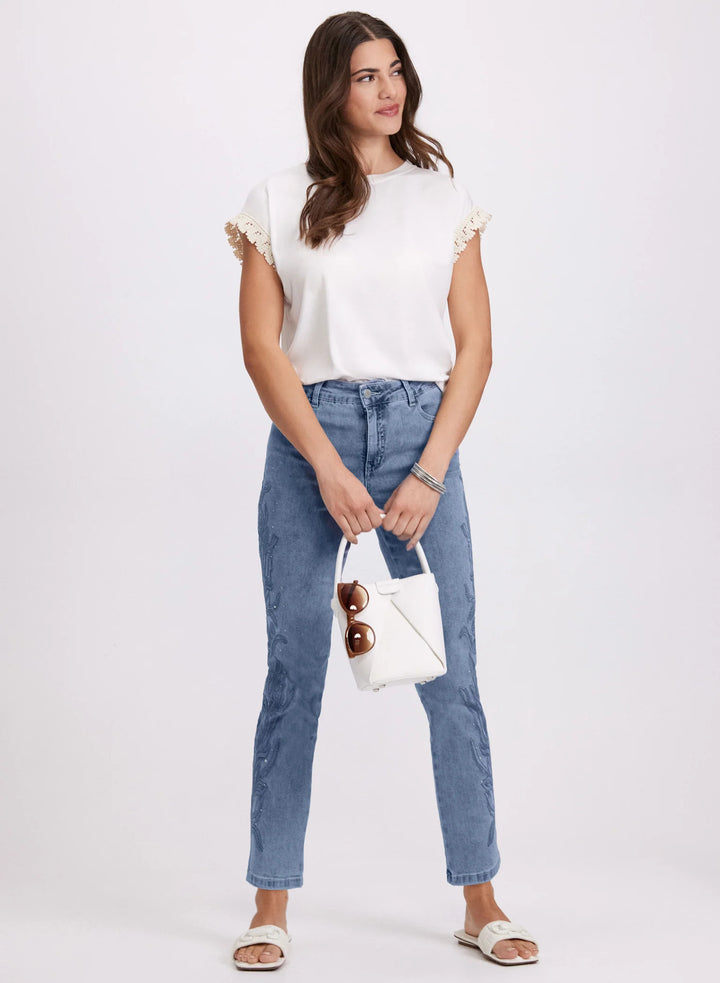 LAURA Embroidered Straight-Leg Jeans