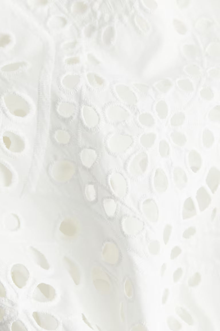 H&M Dress with Eyelet-Embroidered Sleeves