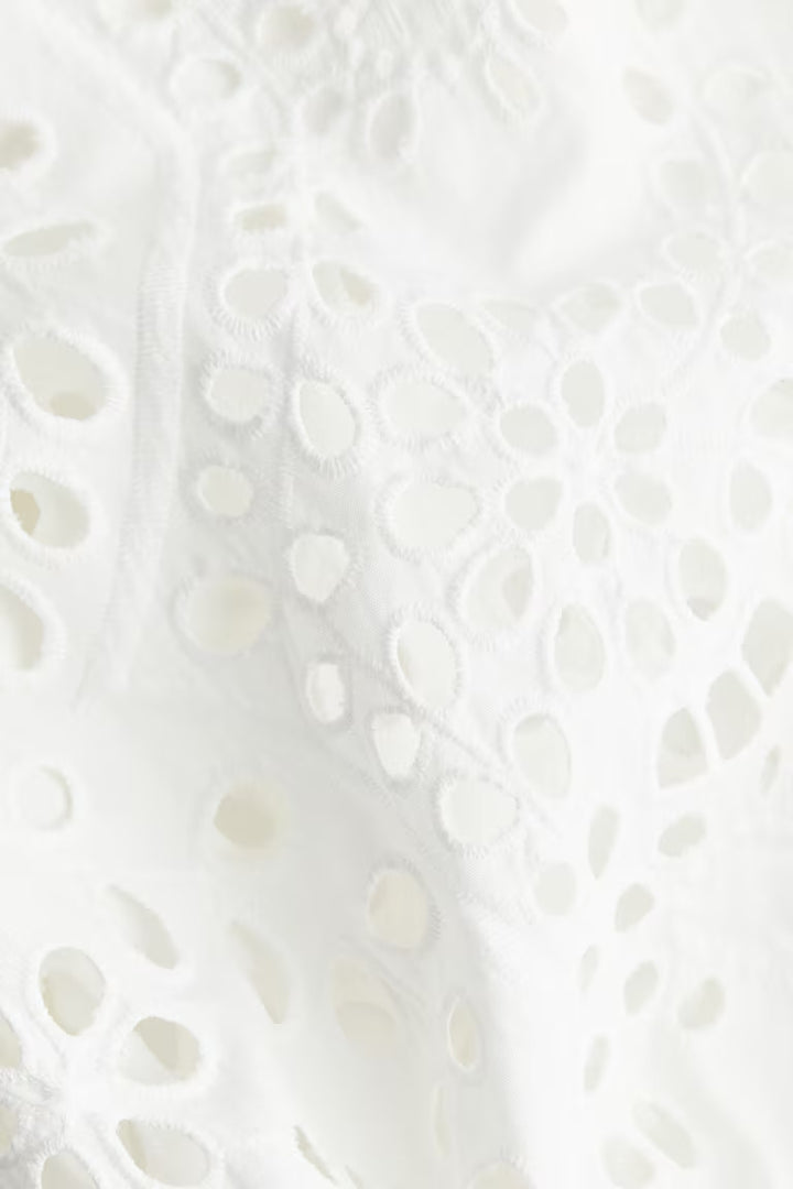 H&M Dress with Eyelet-Embroidered Sleeves