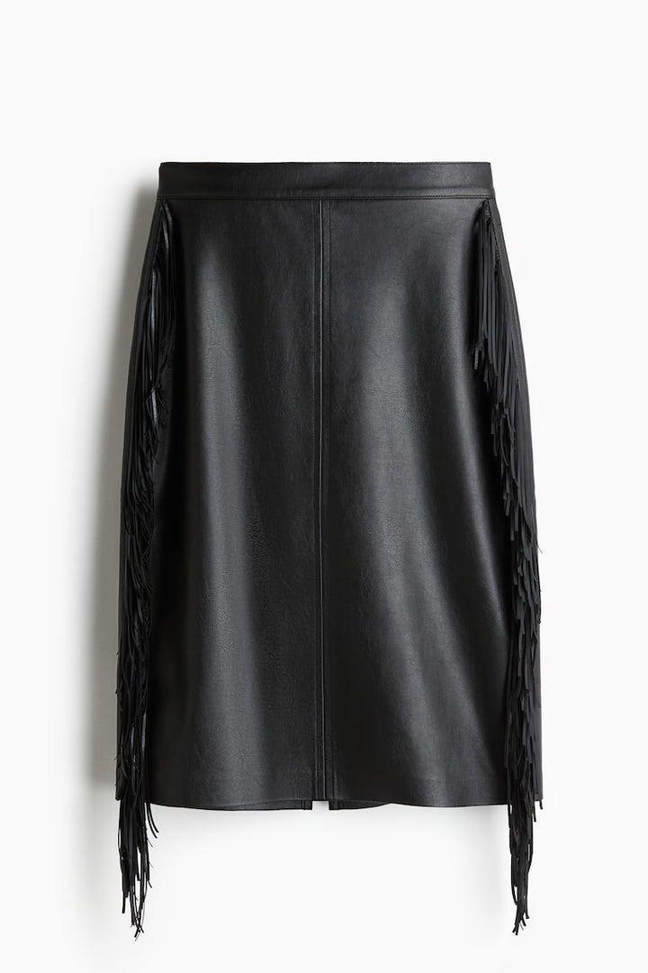 H&M Coated Skirt with Fringe