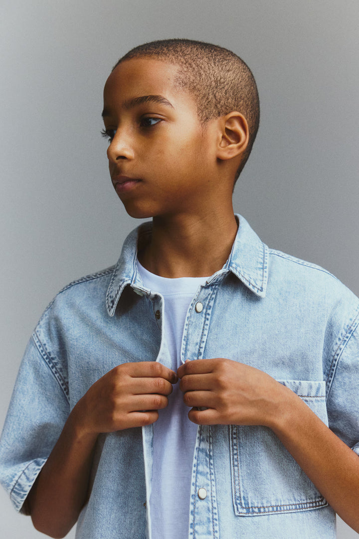 H&M Short-Sleeved Denim Shirt