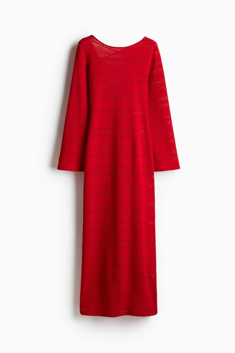H&M Lacing-Detail Hole-Knit Dress