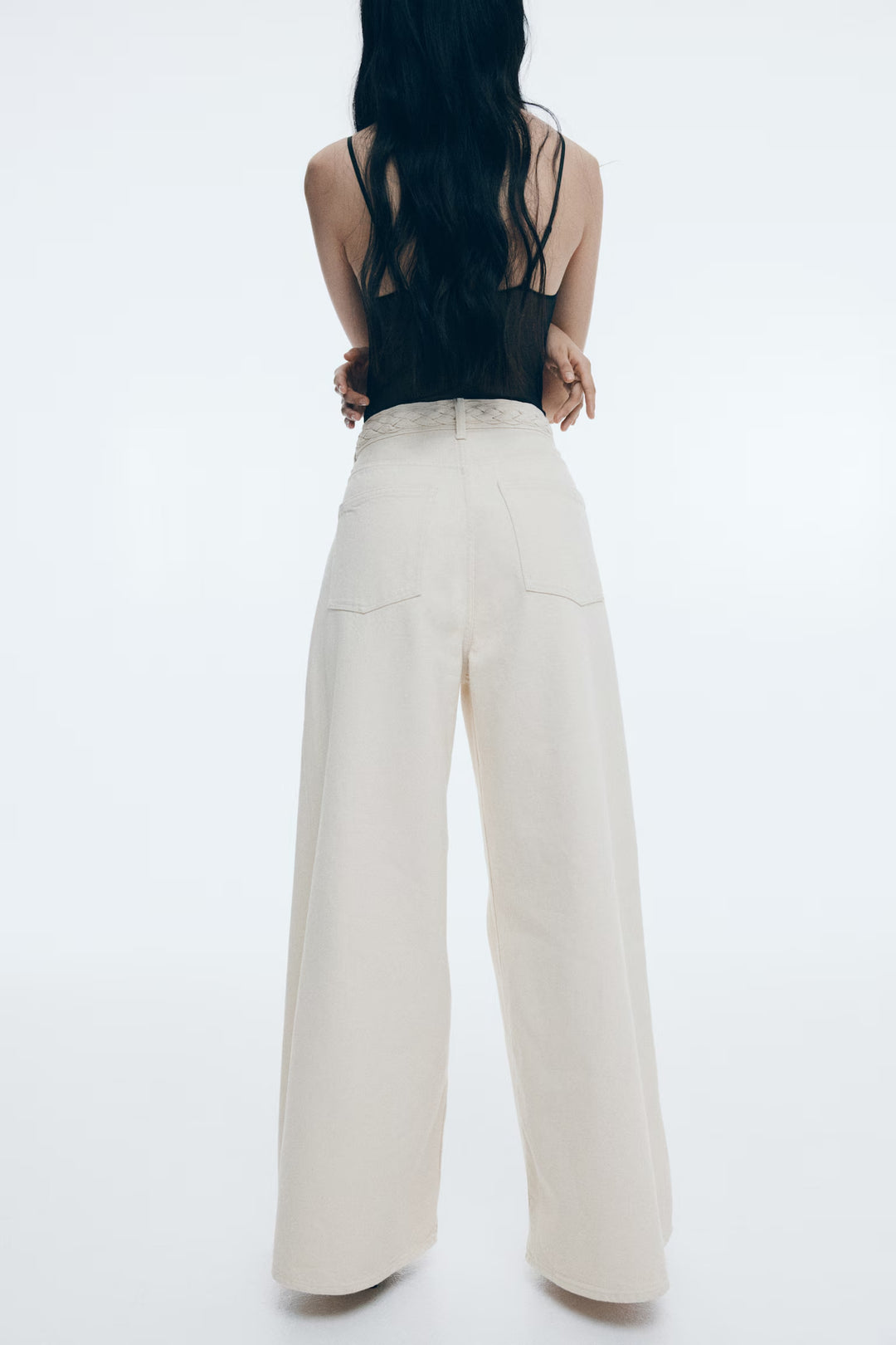 H&M Wide-Leg Braided Jeans