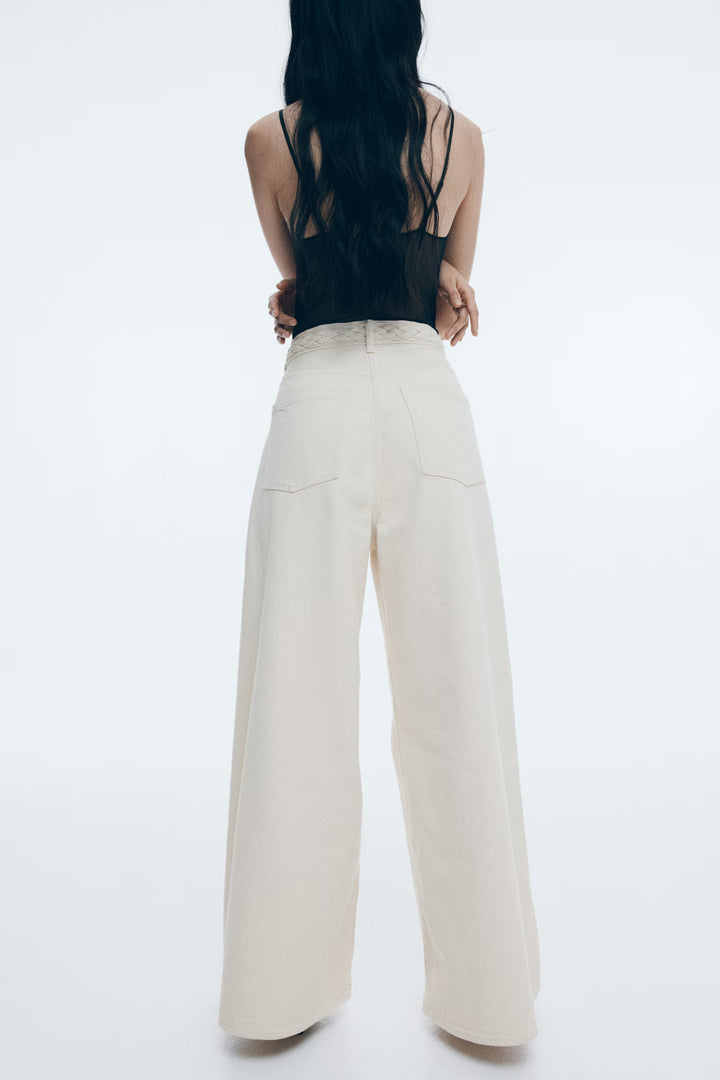 H&M Wide-Leg Braided Jeans
