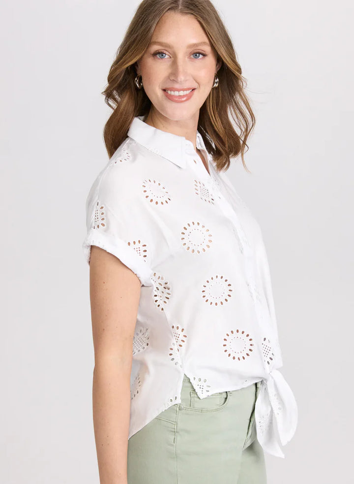 LAURA Embroidered Button-Down Blouse