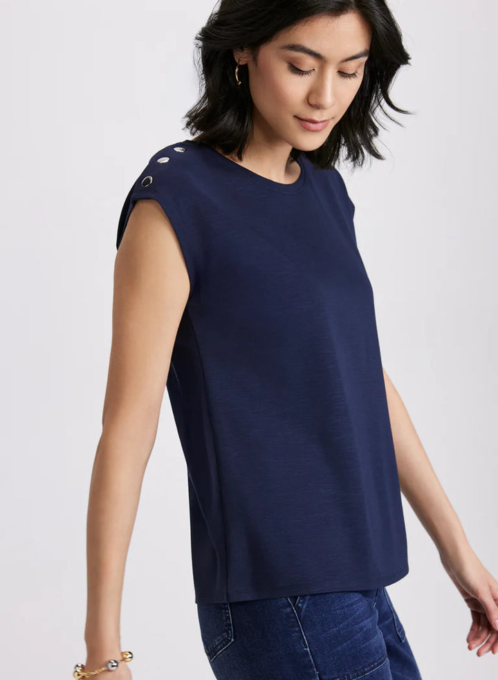 LAURA Metallic Button T-Shirt