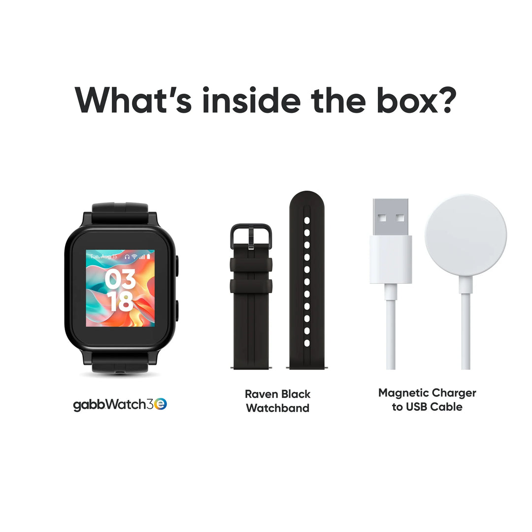 Gabb Watch 3e Kids Smartwatch, 1.41", GPS Tracker, Dark Gray Case with Black Band