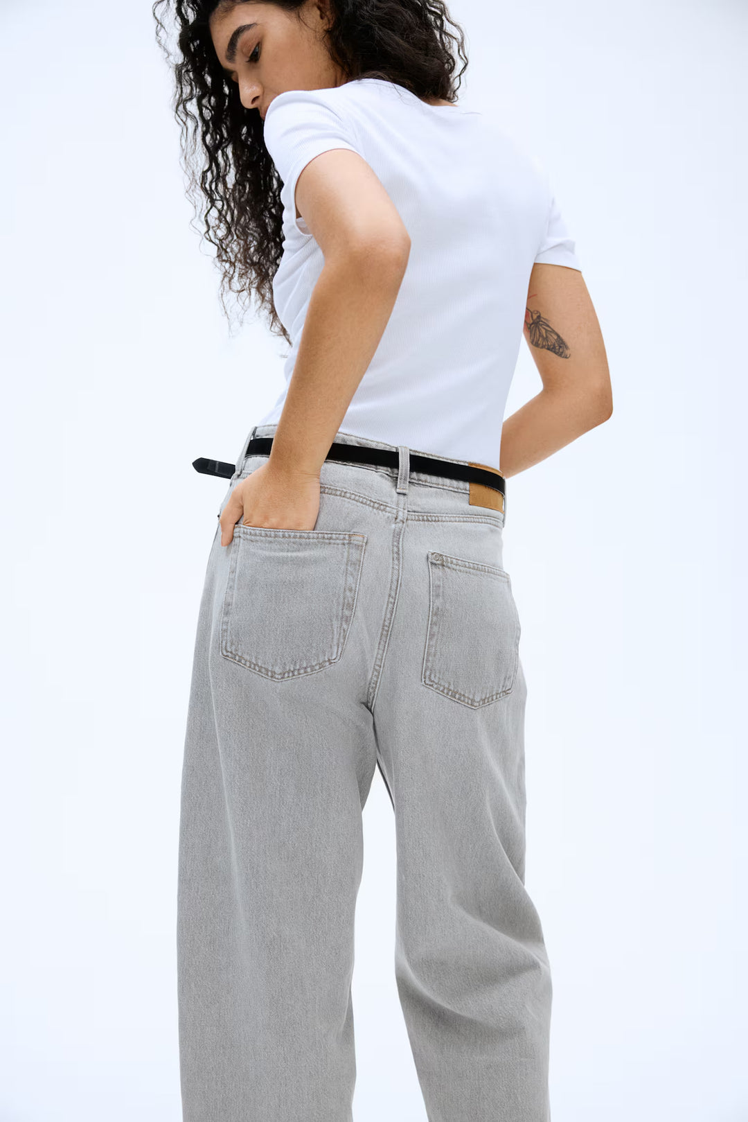 H&M High Rise Barrel Leg Jeans