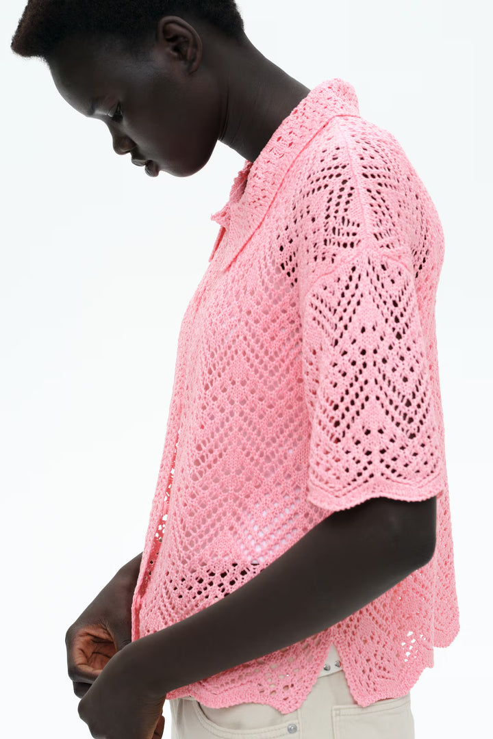 H&M Short-Sleeved Pointelle-Knit Shirt