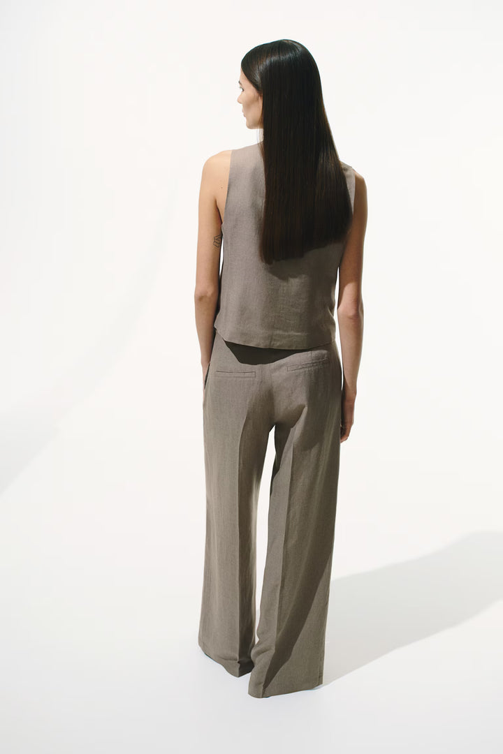 H&M Wide-Leg Linen-Blend Pants