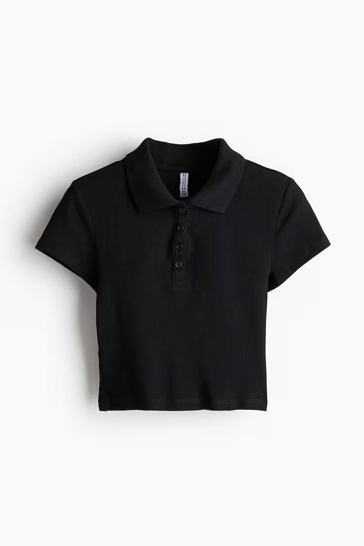 H&M RIBBED POLO SHIRT