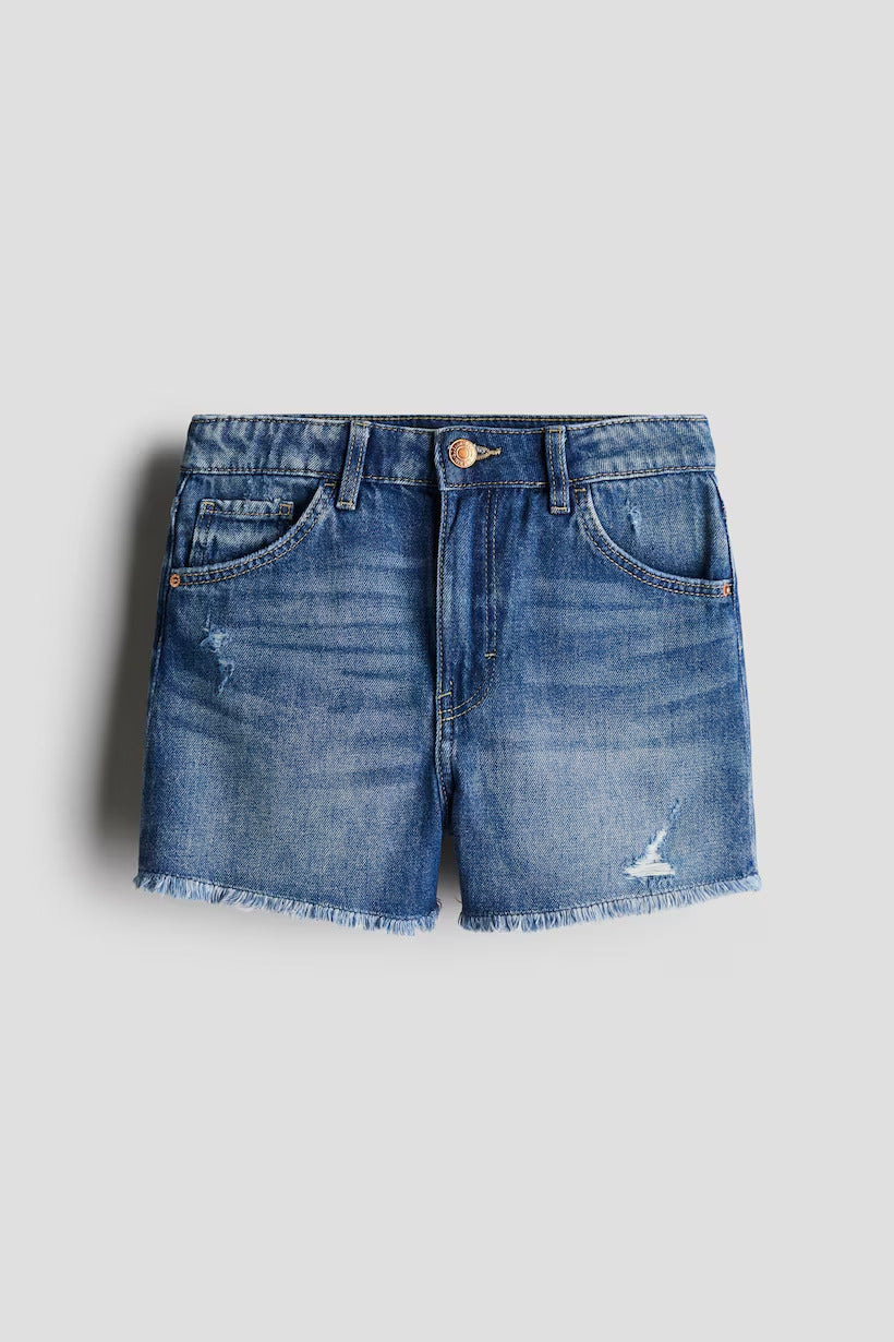 H&M Frayed-Edge Denim Shorts
