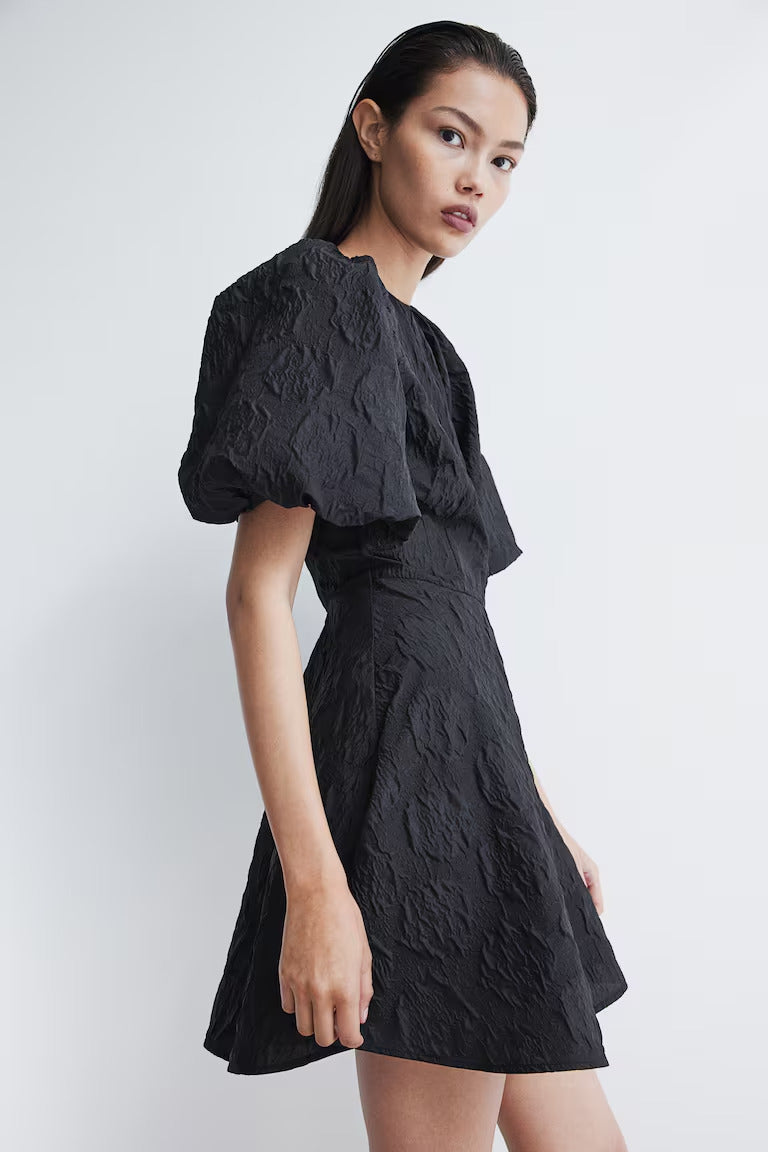H&M Jacquard-weave Tie-back Dress